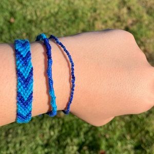 3 Woven Friendship Bracelets (Blue)